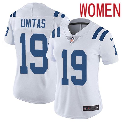 Women Indianapolis Colts #19 Johnny Unitas Nike White Vapor Limited NFL Jersey->women nfl jersey->Women Jersey